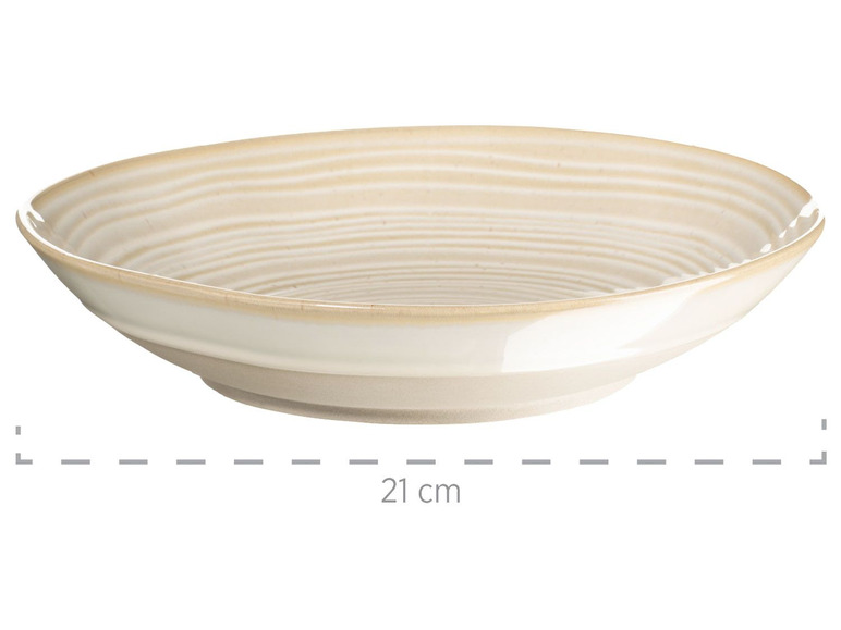 MÄSER Serie Nottingham, Vintage Teller-Set für 4 Personen, 8-teiliges Tafel-Service mit Speiseteller und Suppenteller im Retro-Look, Beige, Steinzeug Heißer Verkauf