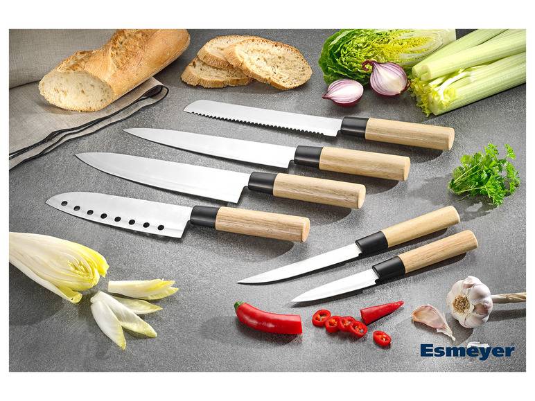 Esmeyer Asia Messerset 6-teilig aus Edelstahl/Holzgriff Sonderangebote