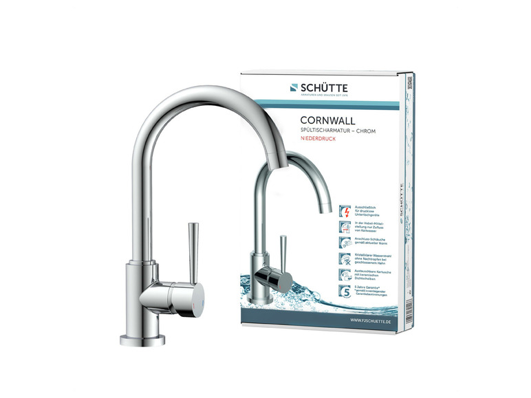 Schütte Küchenarmatur »CORNWALL«, Niederdruck Armatur Küche, 360° Wasserhahn Küche Tiefpreis