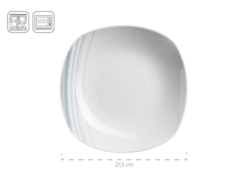 MÄSER Serie Enni, Kombiservice 30 teilig, weißes Geschirr-Set mit blauem Muster, Teller, Kaffeetasse, Dessertteller für 6 Personen Riesige Ersparnisse