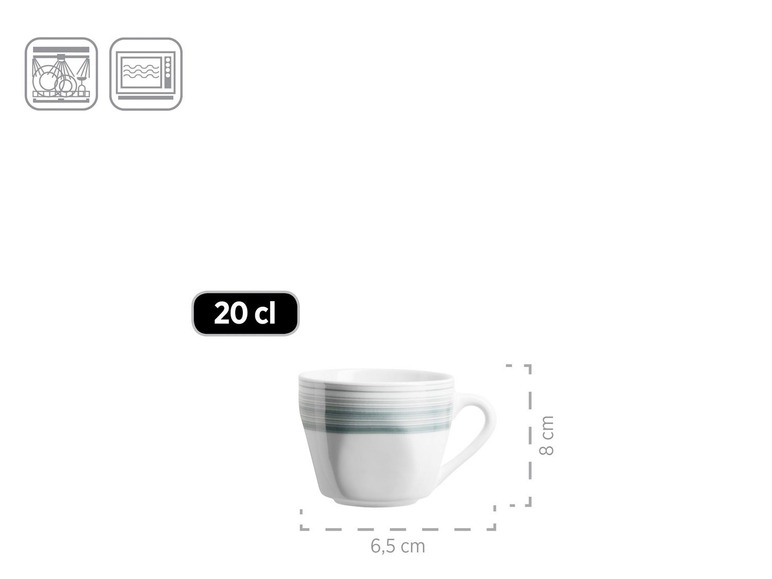 MÄSER Serie Enni, Kombiservice 30 teilig, weißes Geschirr-Set mit blauem Muster, Teller, Kaffeetasse, Dessertteller für 6 Personen Riesige Ersparnisse