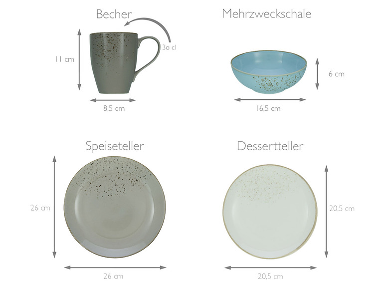 Creatable NATURE COLLECTION Skandinavien, Geschirrset Kombiservice 16 teilig Neueste Stile