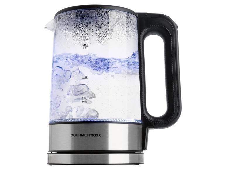 GOURMETmaxx Glas-Wasserkocher, 1,7 l, kabellos, LED Letzte 2 Tage