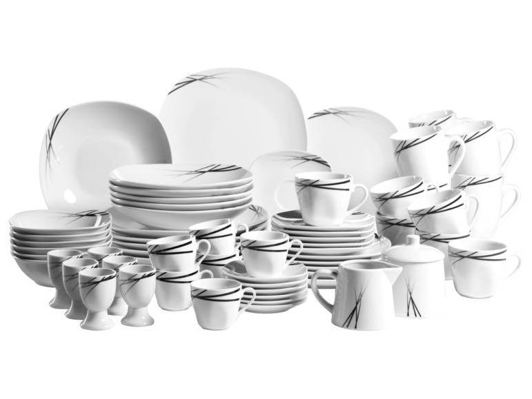 MÄSER Geschirr-Set »Linea Nera«, weiß/schwarz, 62-teilig Sonderangebot