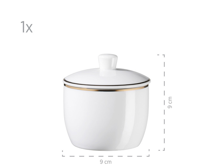 MÄSER Serie Professional Dining, Zubehör Set aus Müslischalen, Eierbechern, Schüsseln, Zuckerdose, Milchkännchen, Dipschälchen und Servierplatten, 24-teilig, Weiß mit Goldrand Verkauf