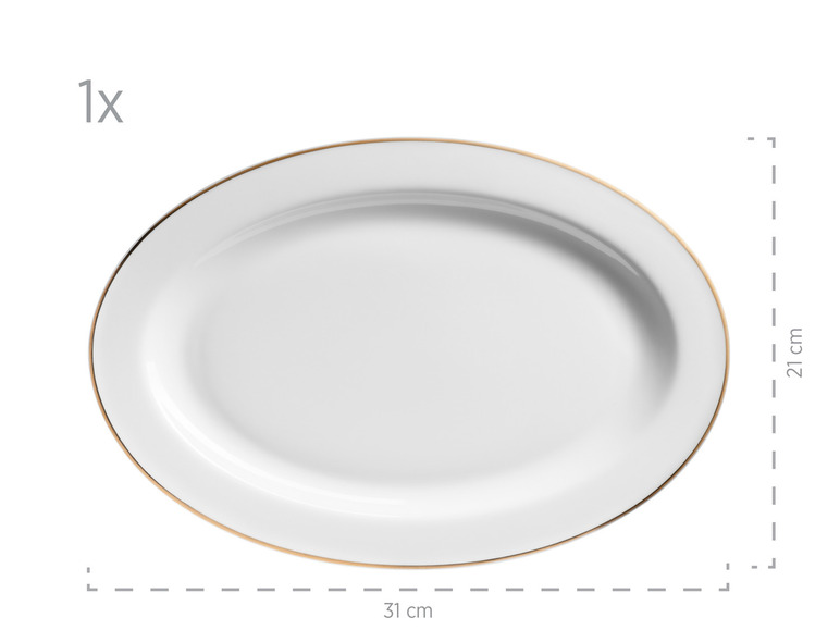 MÄSER Serie Professional Dining, Zubehör Set aus Müslischalen, Eierbechern, Schüsseln, Zuckerdose, Milchkännchen, Dipschälchen und Servierplatten, 24-teilig, Weiß mit Goldrand Verkauf