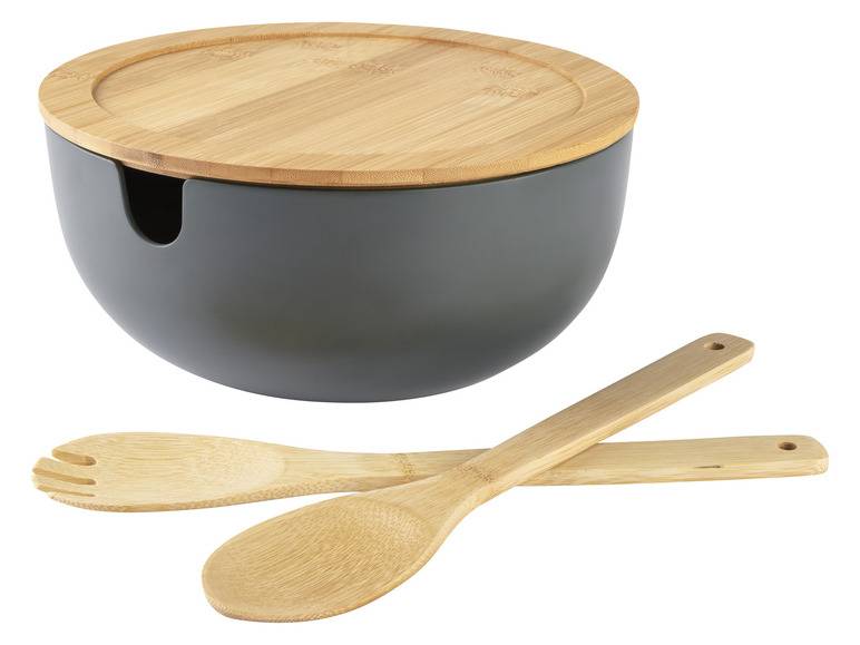 ERNESTO® Salatschüssel-Set, mit Bambus-Deckel, 4-teilig Bis zu 50% Rabatt