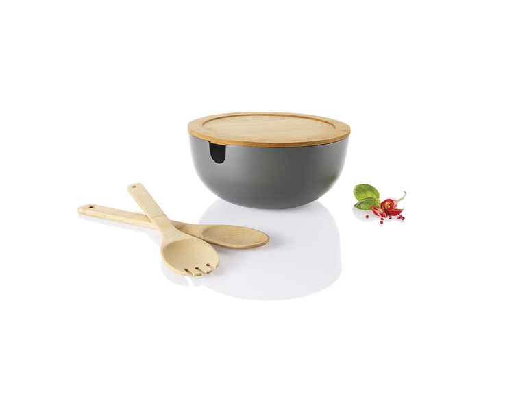 ERNESTO® Salatschüssel-Set, mit Bambus-Deckel, 4-teilig Bis zu 50% Rabatt