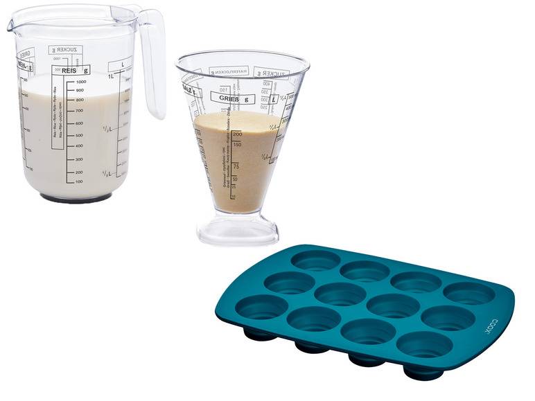 Coox Silikon-Muffinform + ERNESTO® Messbecher-Set, 2-teilig 50% Rabatt für begrenzte Zeit