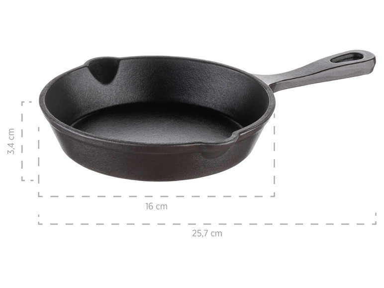 MÄSER Mini Gusseisenpfanne, Ø 16 cm, mit Servierbrett Lagerräumung