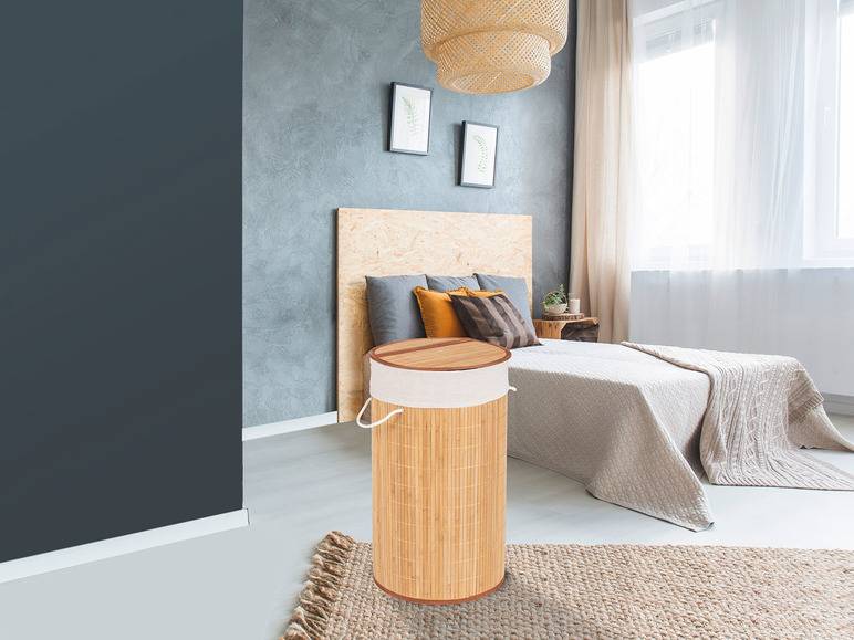 Wenko Wäschetruhe »Bamboo«, 55 l Fassungsvermögen, mit Baumwoll-Wäschesack, aus Bambus Versandkostenfrei