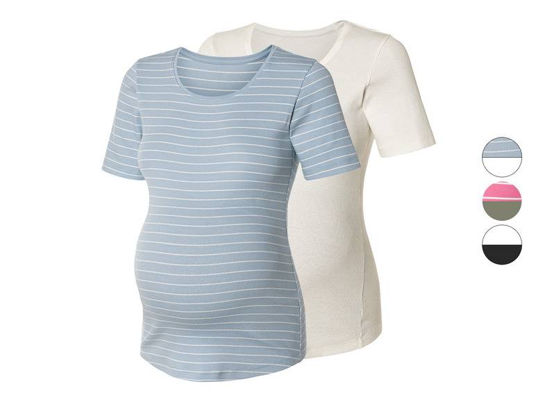 esmara® Damen Umstands-T-Shirts, 2 Stück, in modischer Ripp-Qualität Super Sparpreis