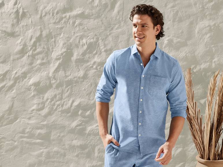 LIVERGY® Herren Leinenhemd mit Kentkragen Sonderangebot der Fabrik