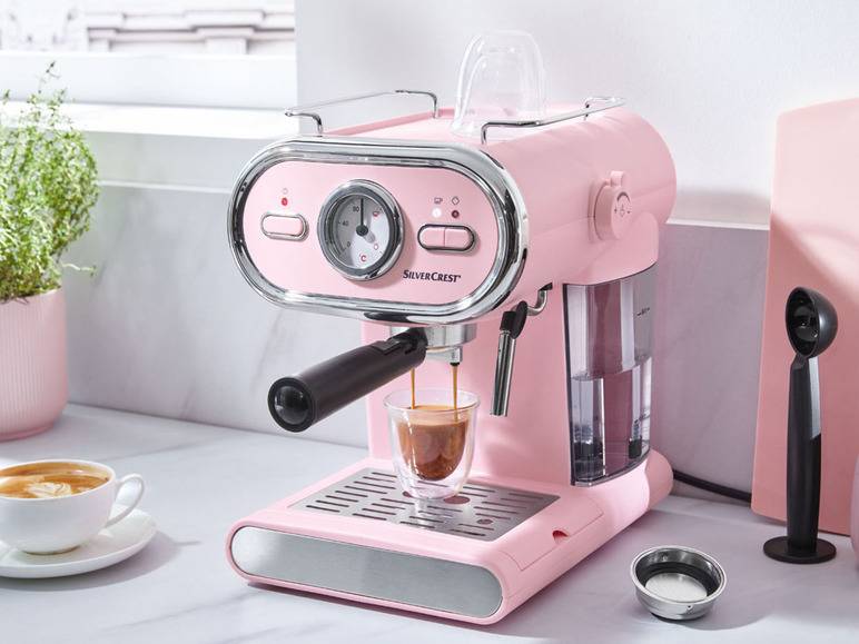 SILVERCREST® KITCHEN TOOLS Espressomaschine/Siebträger Pastell rosa SEM 1100 D3 + Elektrische Kaffeemühle »SKME 180 C1«, 180 W Zeitlich begrenztes Angebot