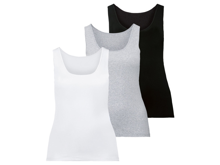 esmara® Damen Achselhemd, 3 Stück, mit hohem Baumwollanteil Sonderangebot der Fabrik