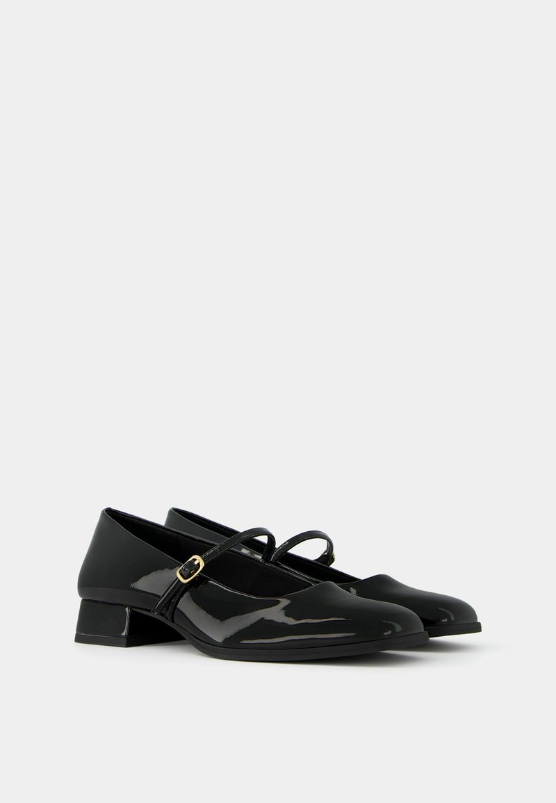 Bershka Bershka BLOCK-HEEL MARY JANES - Ankle strap ballet pumps - black Bestseller