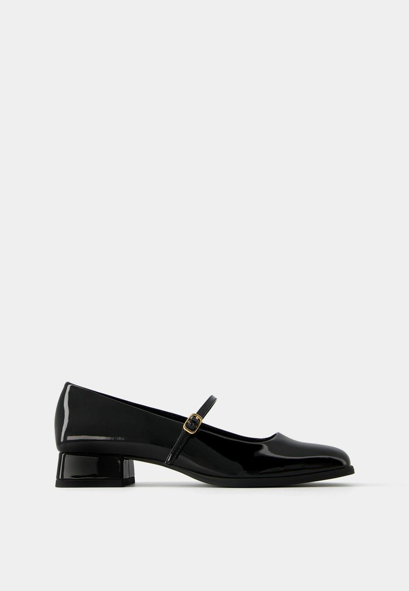 Bershka Bershka BLOCK-HEEL MARY JANES - Ankle strap ballet pumps - black Bestseller