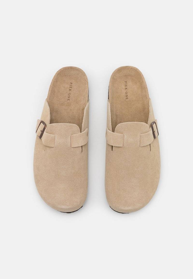 Pier One Pier One LEATHER UNISEX - Slippers - beige Super Sparpreis