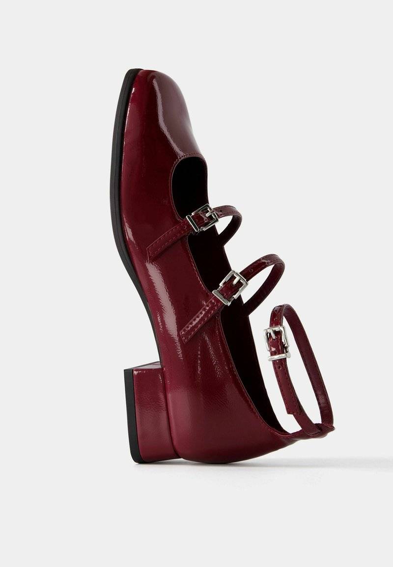 Bershka Bershka MARY JANES - Ankle strap ballet pumps - dark red Letzte 2 Tage
