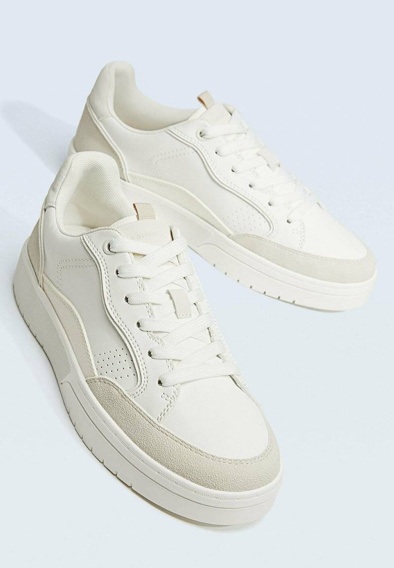 Stradivarius Stradivarius CONTRAST - Trainers - white Sonderangebot der Fabrik