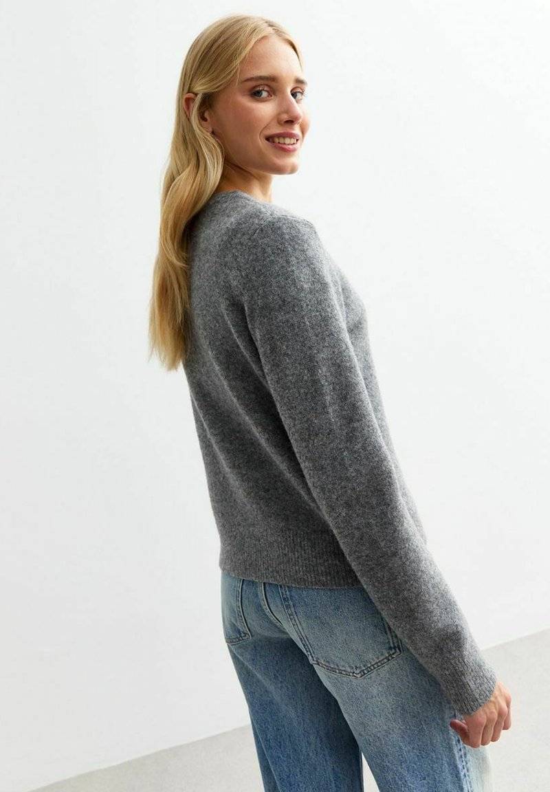 New Look New Look CREW NECK - Cardigan - grey Begrenzte Freigabe