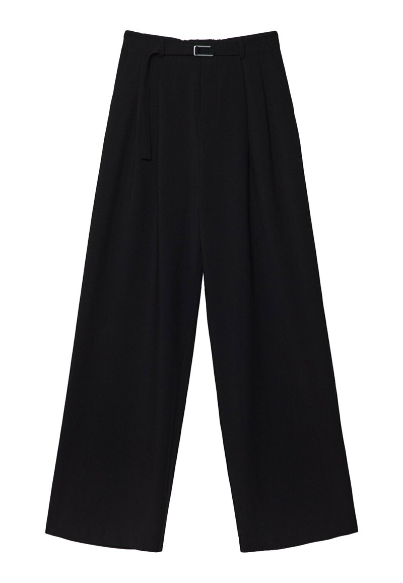 Stradivarius Stradivarius WITH BUCKLE DETAIL - Trousers - black JETZT KAUFEN