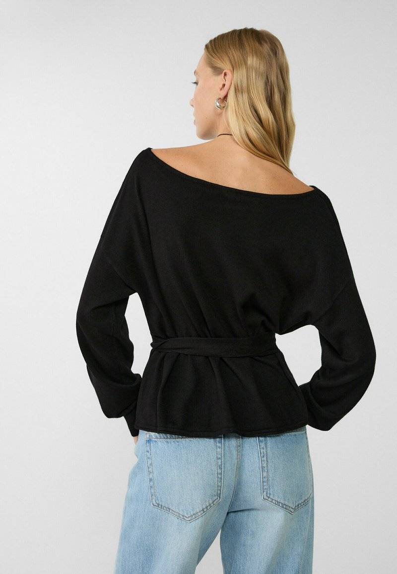 Stradivarius Stradivarius BOAT NECK - Jumper - black Nur noch ein Tag übrig