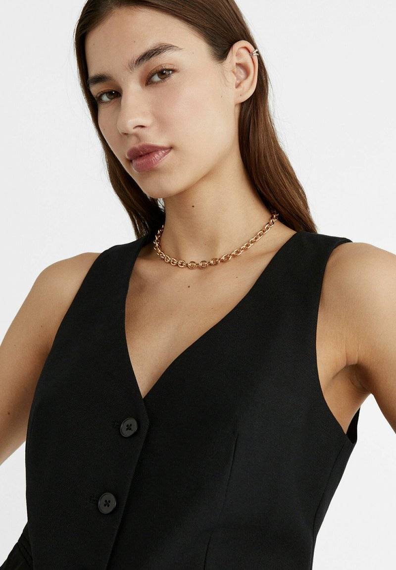 Stradivarius Stradivarius SHORT BUTTONED - Waistcoat - black Black Friday Preise
