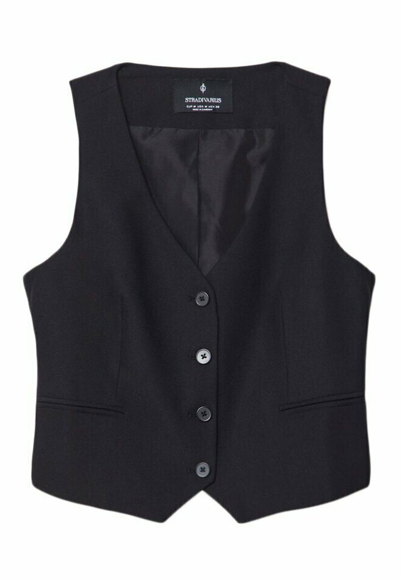 Stradivarius Stradivarius SHORT BUTTONED - Waistcoat - black Black Friday Preise