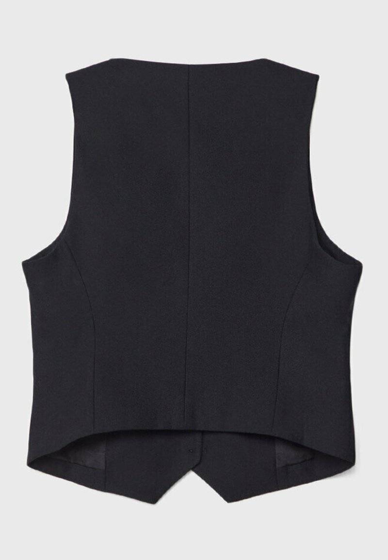 Stradivarius Stradivarius SHORT BUTTONED - Waistcoat - black Black Friday Preise