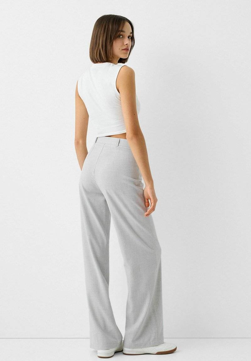 Bershka Bershka WIDE TAILORED - Trousers - mottled grey Riesige Rabatte