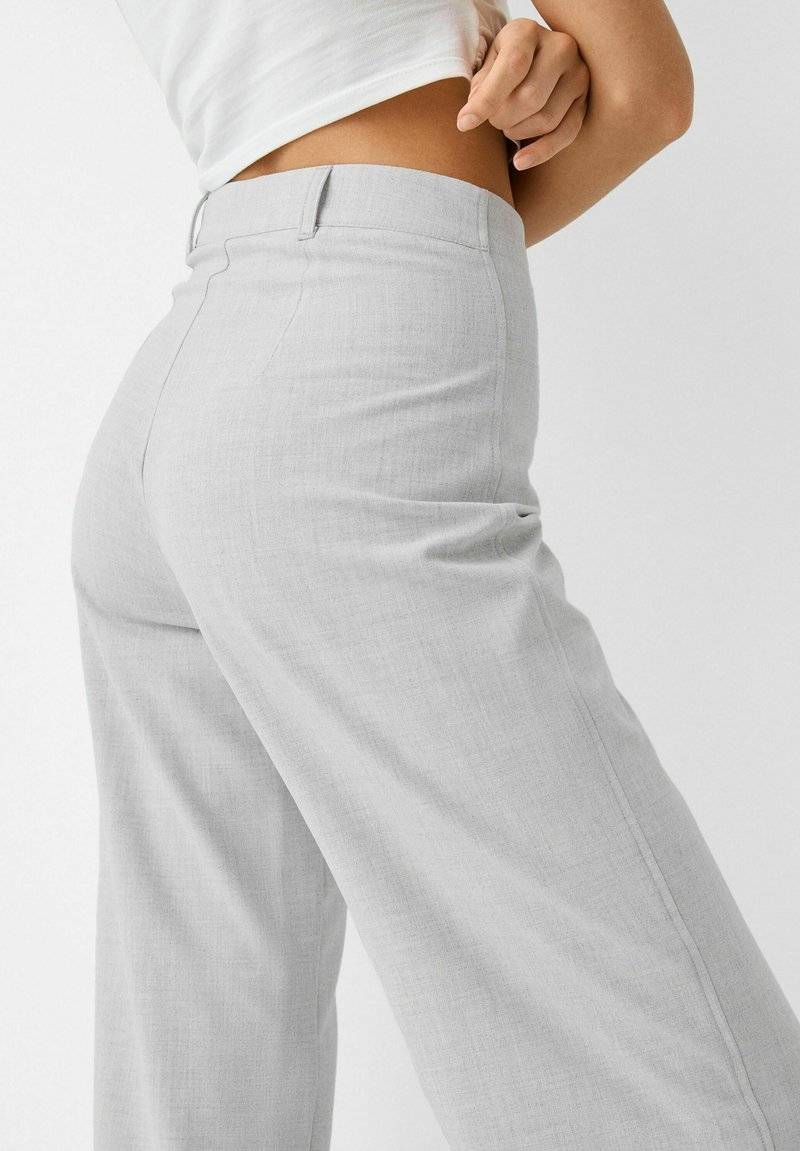 Bershka Bershka WIDE TAILORED - Trousers - mottled grey Riesige Rabatte