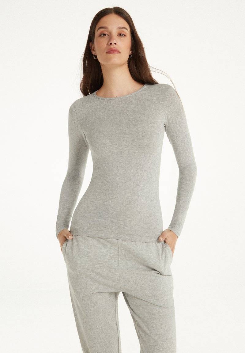 Tezenis Tezenis STRETCH ROUND-NECK - Long sleeved top - grigio melange chiar Kostenloser Versand international