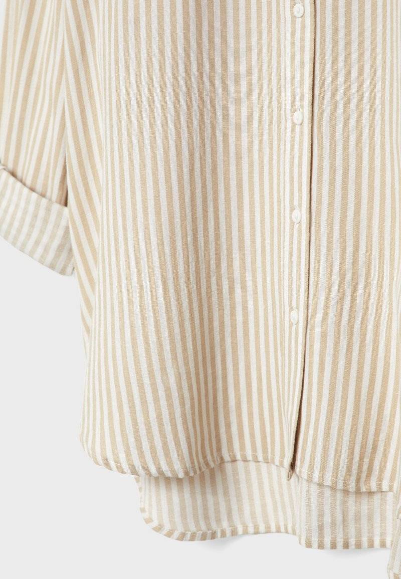 Stradivarius Stradivarius STRIPED - Button-down blouse - stone Fabrikladen