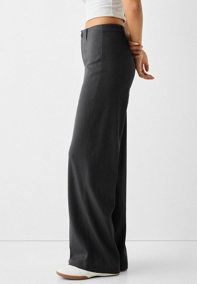 Bershka Bershka WIDE TAILORED - Trousers - mottled dark grey Speichern exportieren
