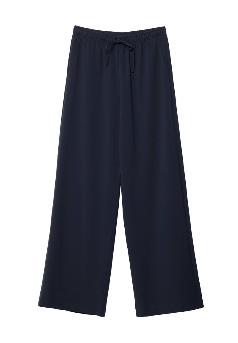 Stradivarius Stradivarius LONG FLOWING - Trousers - mottled dark blue Im Verkauf