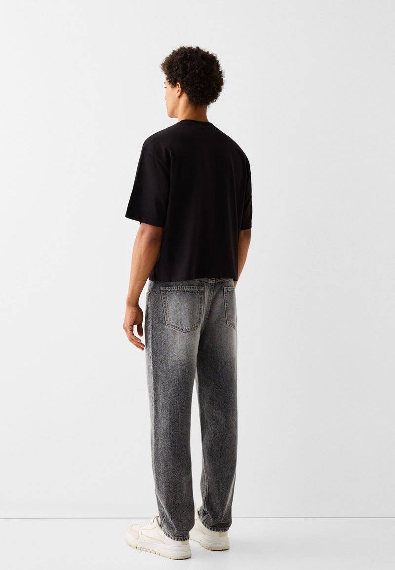 Bershka Bershka Straight leg jeans - mottled dark grey Zeitbegrenzte Promotion
