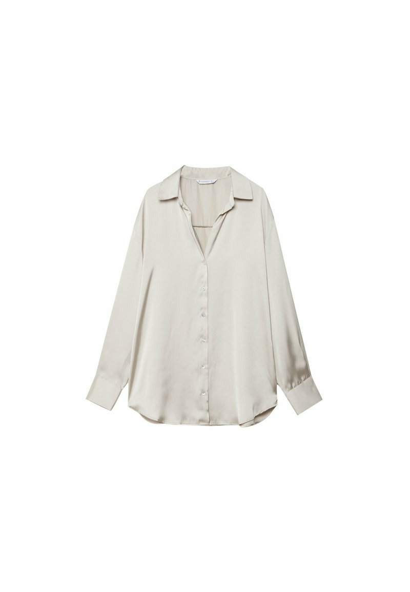 Stradivarius Stradivarius COLLARED - Button-down blouse - stone Bis zu 65% Rabatt