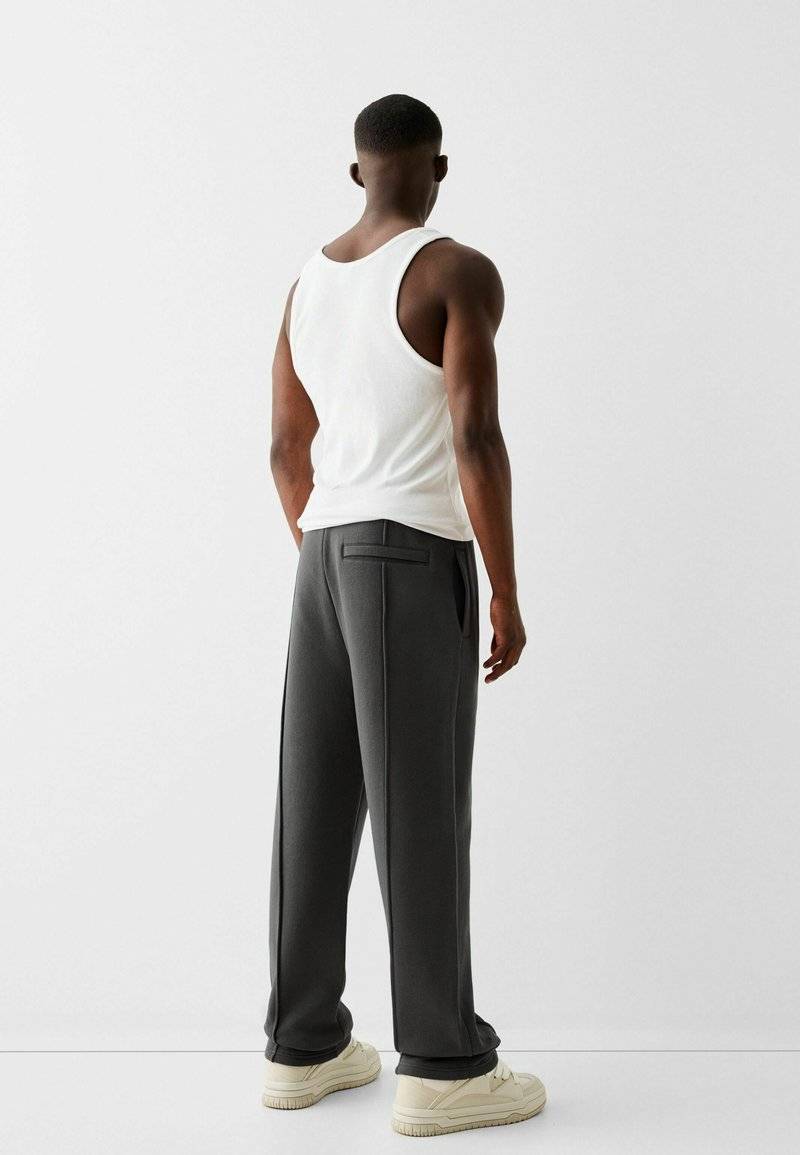 Bershka Bershka WIDE - Tracksuit bottoms - dark grey Clearance-Verkauf