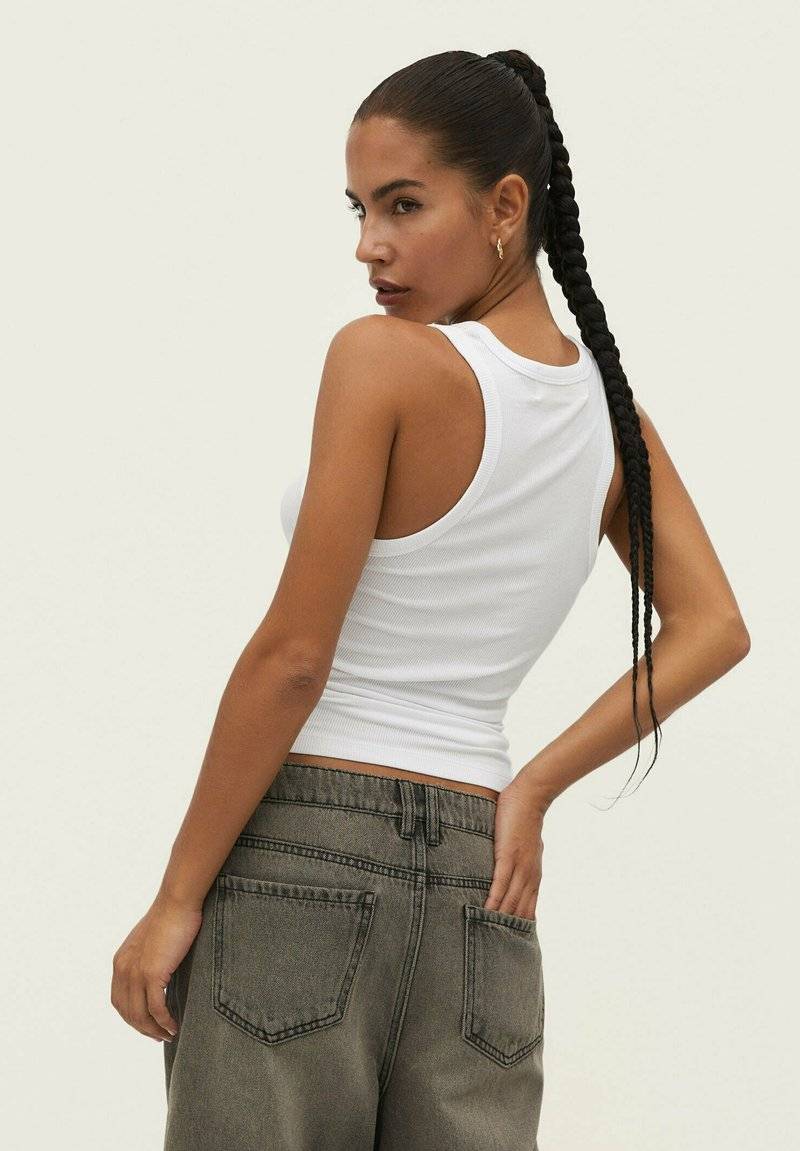Stradivarius Stradivarius RACERBACK - Top - white denim Outlet