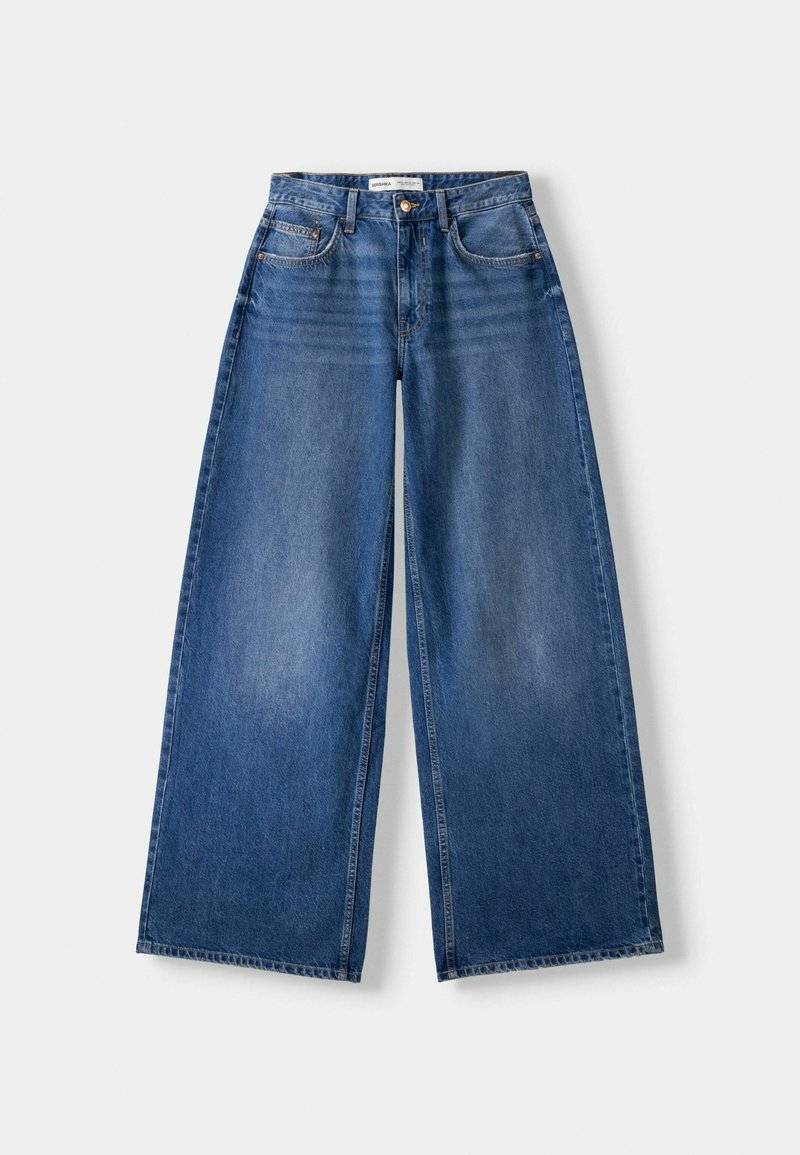Bershka Bershka WIDE-LEG - Relaxed fit jeans - dark blue Auslauf
