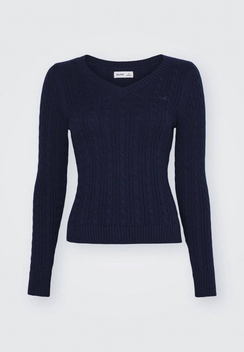 Hollister Co. Hollister Co. ICON CABLE V NECK - Jumper - navy blazer Vierteljährliche Förderung