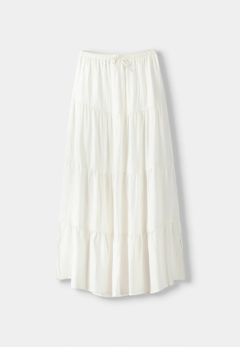 Bershka Bershka ELASTICATED - Maxi skirt - white Nur noch ein Tag übrig
