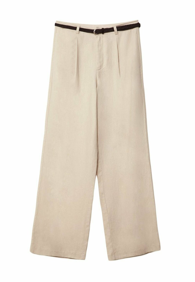 Stradivarius Stradivarius WITH BELT - Trousers - beige Clearance-Verkauf
