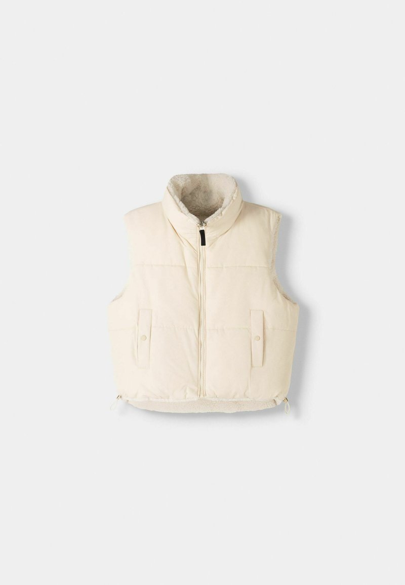 Bershka Bershka REVERSIBLE - Waistcoat - white 50% Rabatt für begrenzte Zeit