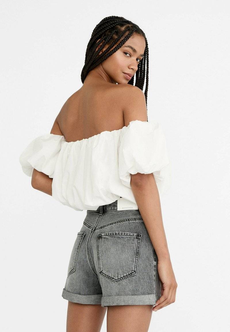 Stradivarius Stradivarius MOM - Denim shorts - grey denim Online