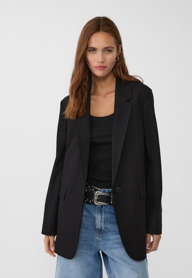 Stradivarius Stradivarius REGULAR FIT - Short coat - black Günstiger Verkauf