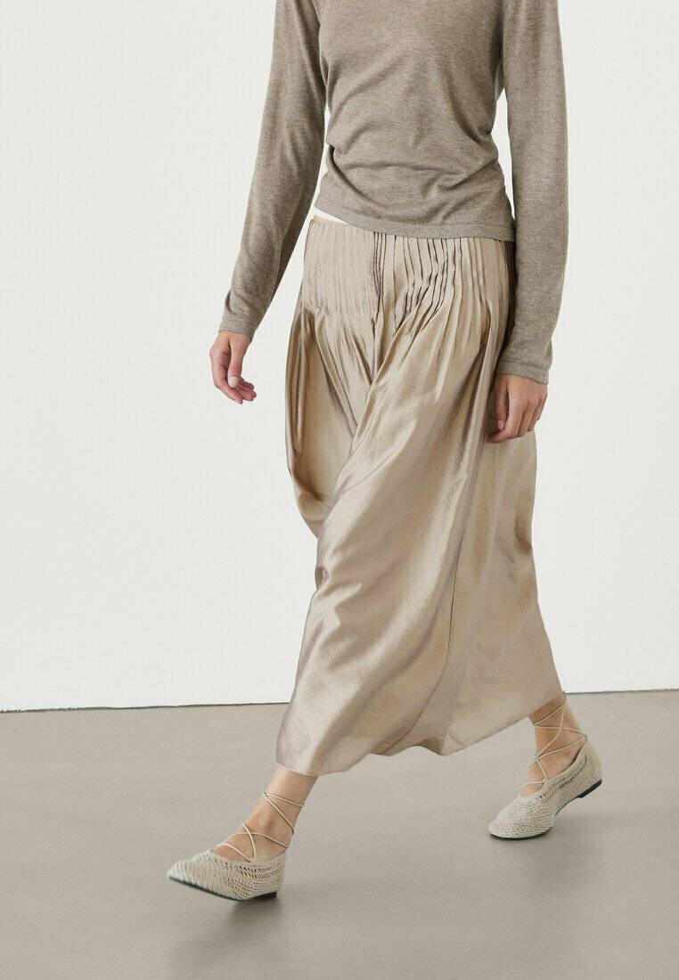 Massimo Dutti Massimo Dutti Pleated skirt - beige Fabrikladen