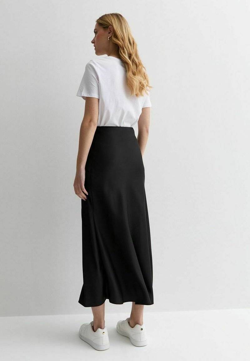New Look New Look BIAS CUT MIDI - A-line skirt - black Günstiger Verkauf