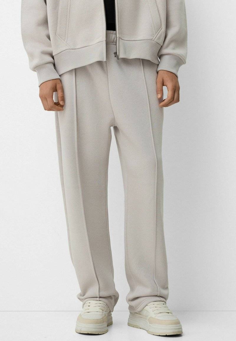 Bershka Bershka SET Zip-Up Sweatshirt + WIDE LEG - Tracksuit - white Exklusivangebot